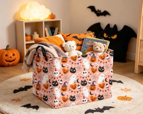 Rectangular Halloween Basket for Boys and Girls Kids Trick or Treat Pumpkin - Image 4