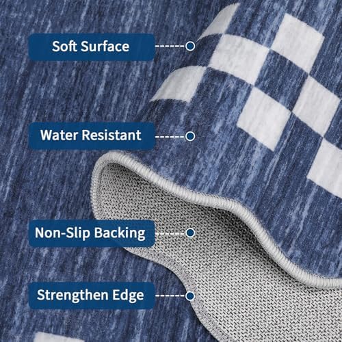 Small Area Rug 2x3 Modern Checkered Entry Rug Solid Color Scalloped Kitchen - Image 5