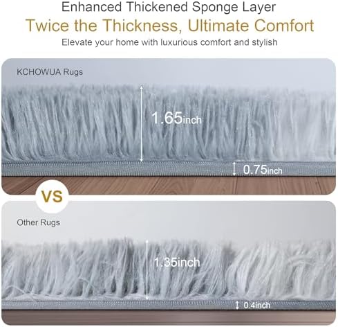 3x5 Thick Tie-Dye Gray Fluffy Shag Rug - Image 3
