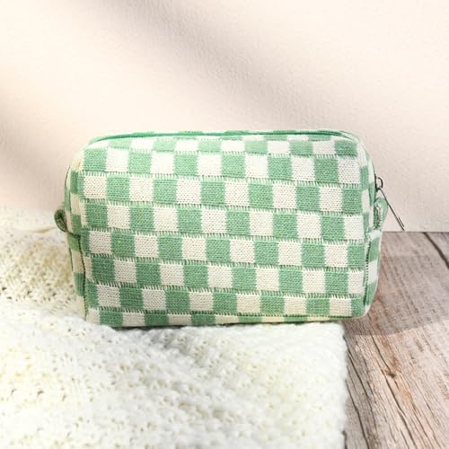 SOIDRAM 2 Pcs Checkered Makeup Bag Large Cosmetic Bag Toiletry Bag Makeup Pouch - Image 4