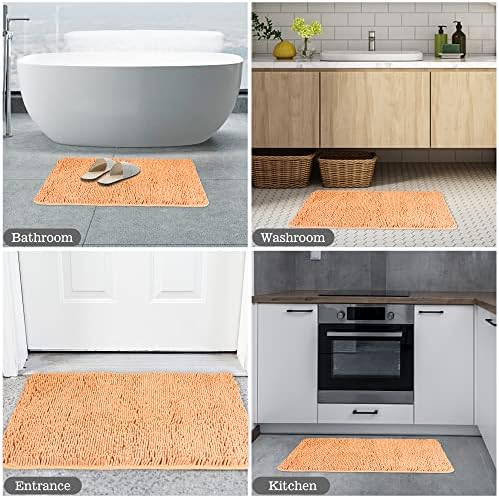 Yeaban Chenille Peach Bathroom Rug 20"x32", Non-Slip Rubber Backing - Image 6