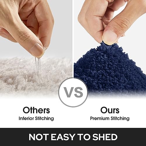 HOMEIDEAS Bathroom Rugs Sets 2 Piece, Soft Non Slip Bath Mat Navy Blue - Image 6