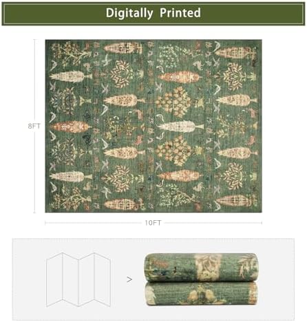 Washable Rugs 8x10 Area Rug for Living Room, Dining Room-Tree Green - Image 2