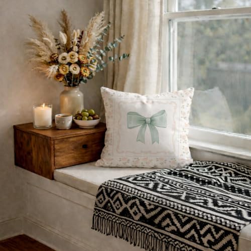 CoquetteSage Green Bow Floral French Country Pillow Covers 18x18, Floral Grand - Image 6