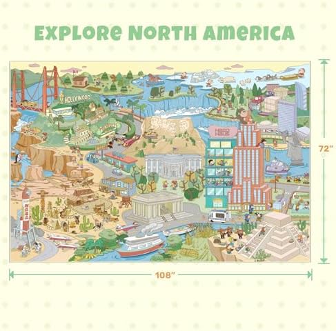 Large Kids Area Rug 6x9 – Interactive North America Map Carpet - Image 2