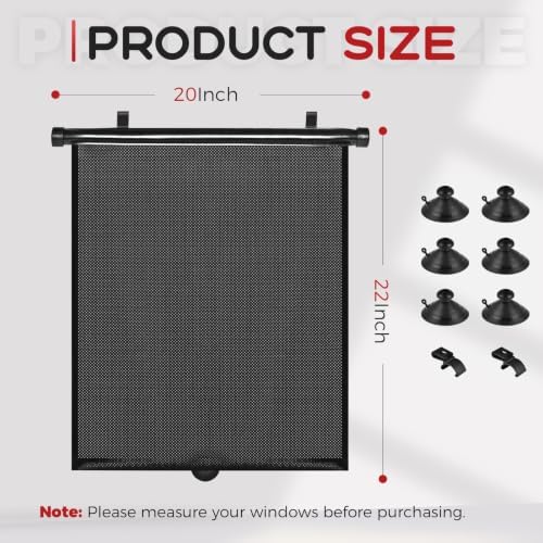 PLTCAT Car Side Window Sun Shades, 2 Pack Stretch Mesh Covers, 20 x 22 in - Image 7