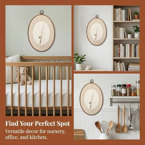 SONMYSULIL Fishing Boy Nursery Wall Art Decor, Kids Playroom Oval Wall Hanging - Image 5