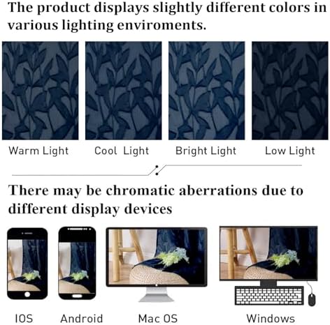 Lecloud Leia Navy Blue Sheer Cafe Curtains 24 Inch Length 2 Pieces, Jacquard - Image 5