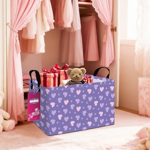 Rectangular Purple hearts Storage Basket - Image 4