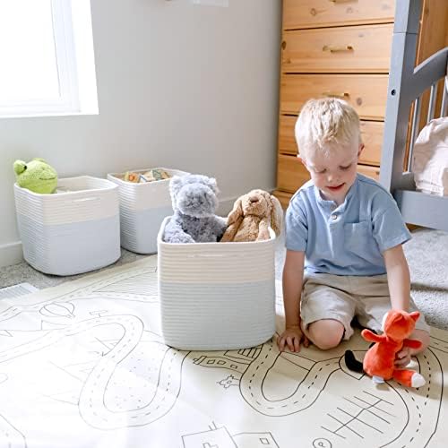 NaturalCozy Storage Cubes 11 Inch Cotton Rope Woven Baskets - Image 4