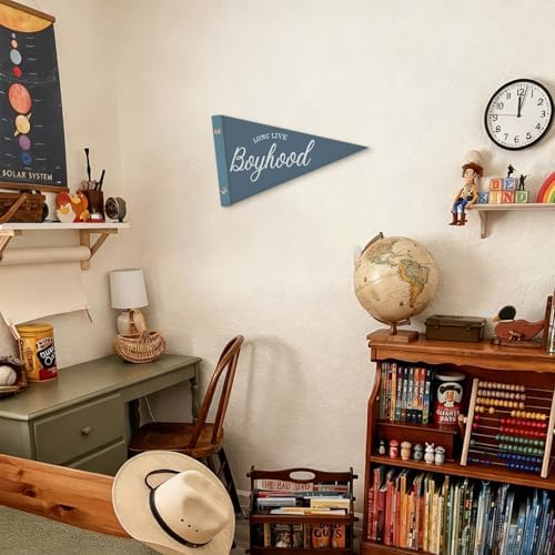Kids Playroom Decor Pennant Felt Banner Flags, Long Live Boyhood Flet Banner - Image 3