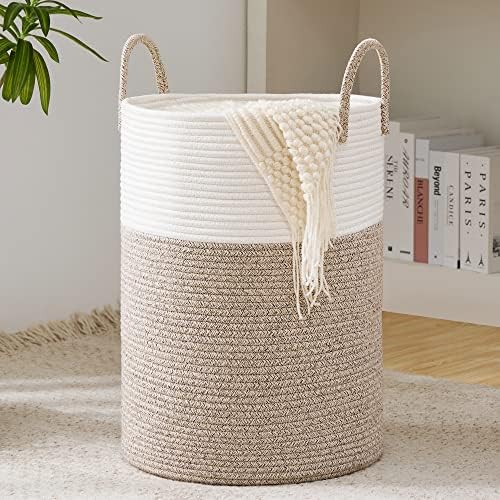 YOUDENOVA Woven Rope Laundry Hamper Basket, 58L Tall Laundry Basket, Baby by YOUDENOVA