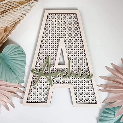 Custom Boho Wood Personalized Initial & Name Sign - Image 3