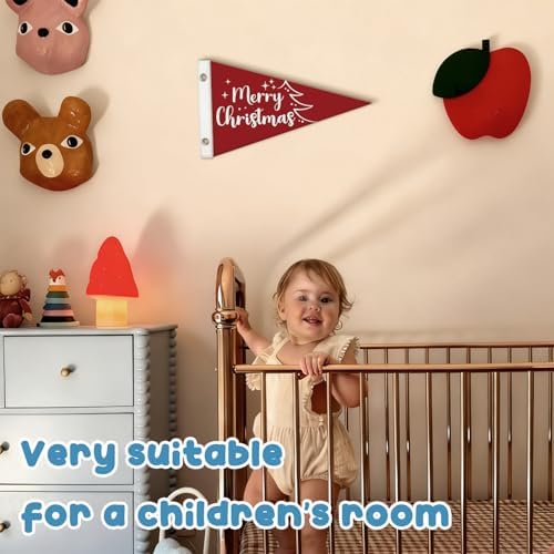Red and White Christmas Decorations, Christmas Kids Room Decoration Felt Banner - Image 6