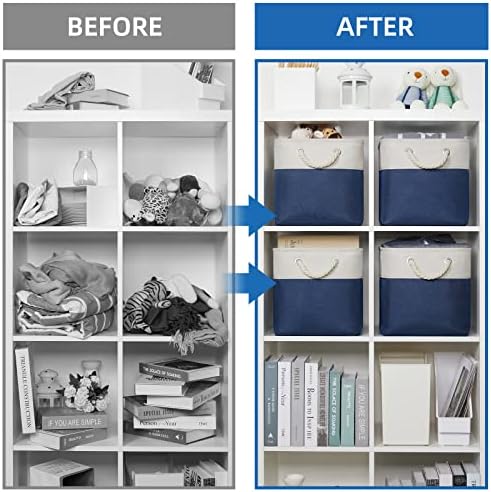 Temary Fabric Storage Cubes 11x11 Cube Storage Bins 4Pack Blue Basket - Image 6