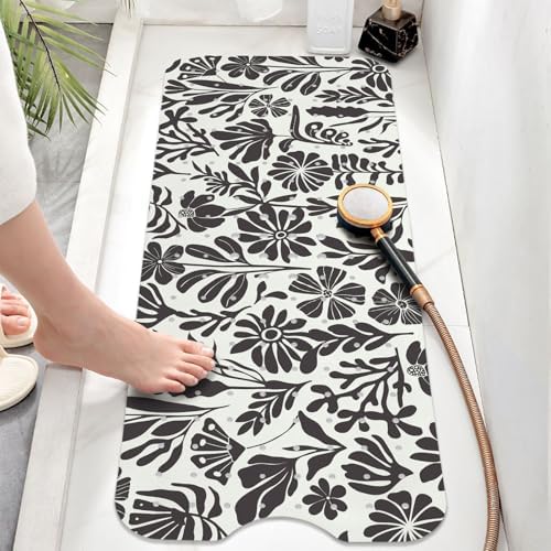 Non Slip Bathtub Mat, Extra Long Flower Bath Mat - Image 6