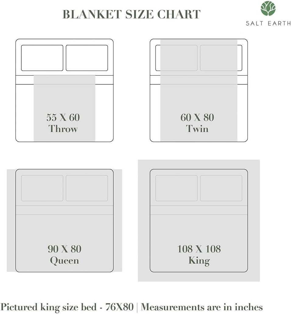 Salt Earth GOTS Certified 100% Organic Cotton Throw Blanket, 60" X 80" Waffle Blankets & Throws for Bed, Throw Blanket for Couch, Modern and Cozy Blanket, All Seasons, Comfy Soft Blankets (Sun Bay)