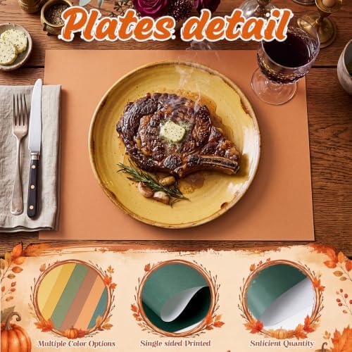 Fullhawl 120 Pcs Fall Paper Placemats, Disposable Rectangular Table Setting Mats - Image 6