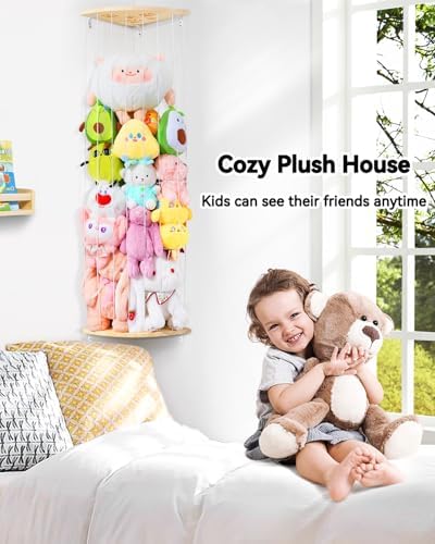 Wooden Stuffed Animal Storage Corner, Height Adjustable Plush Toy Organizer - Image 7