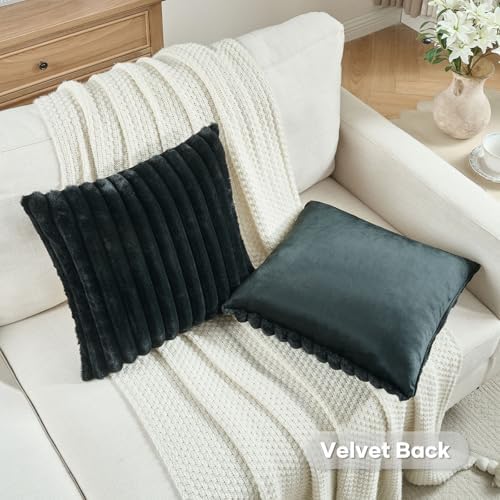 FUTEI Pack of 2 Faux Fur Throw Pillow Covers 26x26 Inch - Image 4