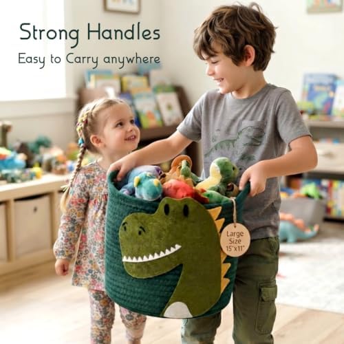 Nursery Storage Basket, Large Woven Cotton Rope Baby Bin - Image 5