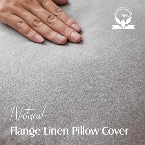 Foindtower Linen Solid Decorative Throw Pillow Covers 24x24 Inch Light Gray - Image 2