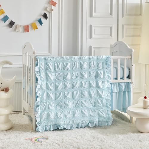 Ruffled Crib Bedding Set Baby Boho Quilted Comforter - Image 5