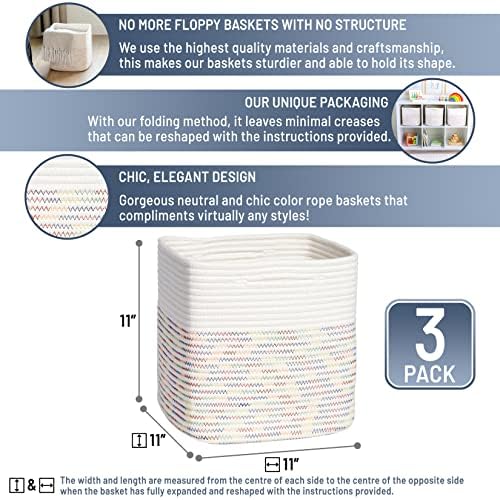 NaturalCozy Storage Cubes 11 Inch Cotton Rope Woven Baskets - Image 2