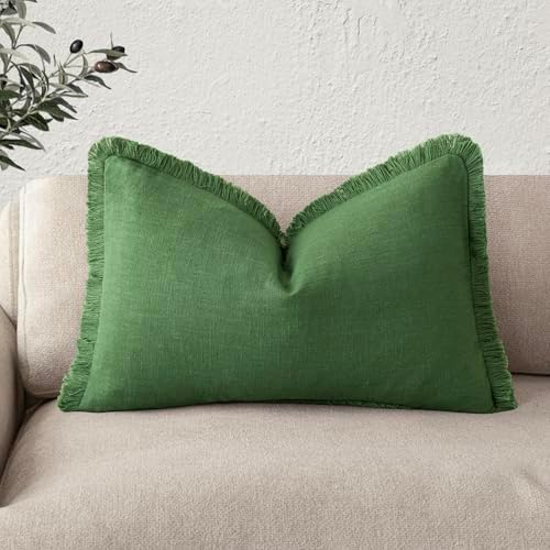 Foindtower Decorative Linen Fringe Lumbar Throw Pillow Covers Cozy Boho by Foindtower