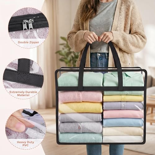 4 Pack Clear Storage Bags for Clothes, 45L Closet Organizers and Storage - Image 3