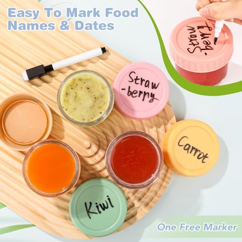 RowinsyDD 24 Pack Glass Baby Food Storage Containers, 2 oz Leakproof Baby Food - Image 4