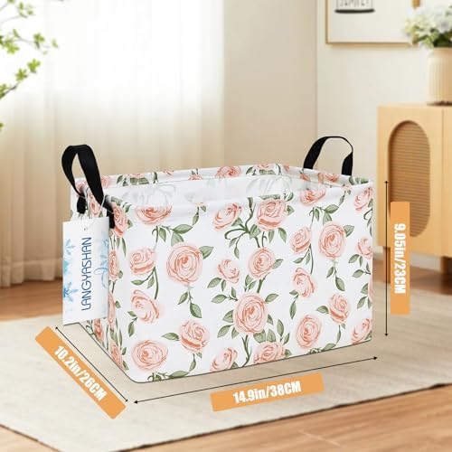 Rectangular Collapsible Champagne Rose Storage Basket Nursery Organizer - Image 2