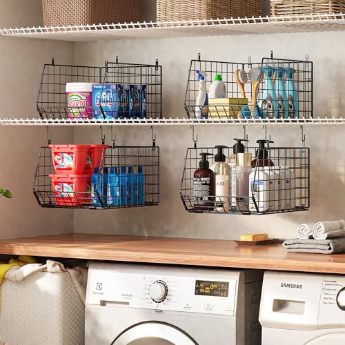 4" Extra Deeper Hanging Closet Organizers and Storage, 4 Tier Foldable Wire - Image 2