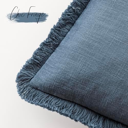 Foindtower Decorative Linen Fringe Lumbar Throw Pillow Covers Cozy Boho - Image 3