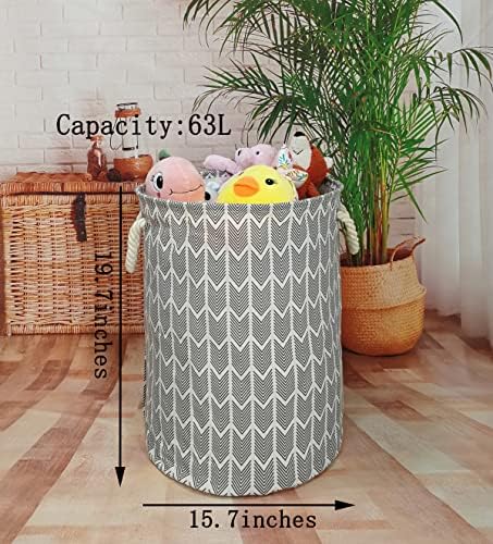 Round Laundry Basket Storage Bins Nursery Hamper Gift Baskets - Image 2
