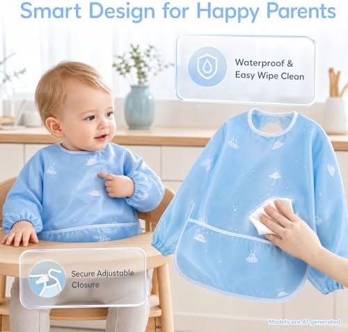 Little Dimsum Long Sleeve Bib for Baby Infant Toddler 6-36 Months - Image 2