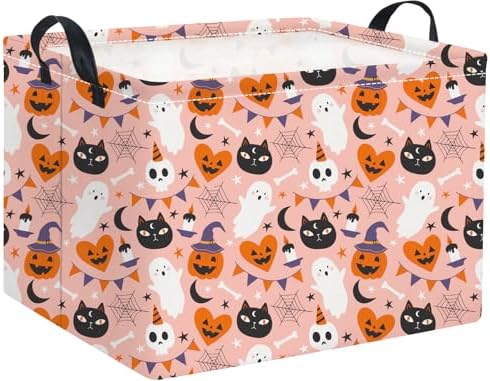 Rectangular Halloween Basket for Boys and Girls Kids Trick or Treat Pumpkin by HIYAGON