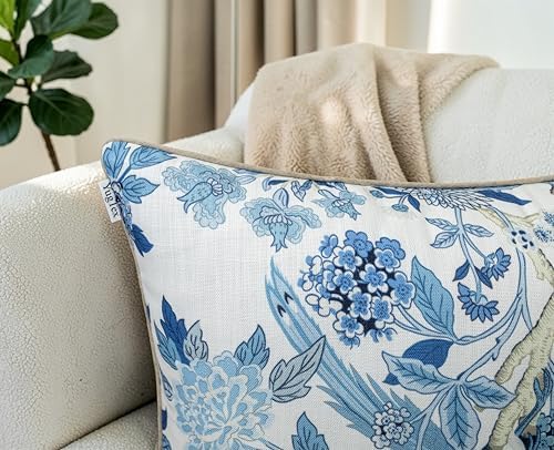 Chinoiserie Bird Hydrangea Print 20x20 Throw Pillow Cover - Image 4