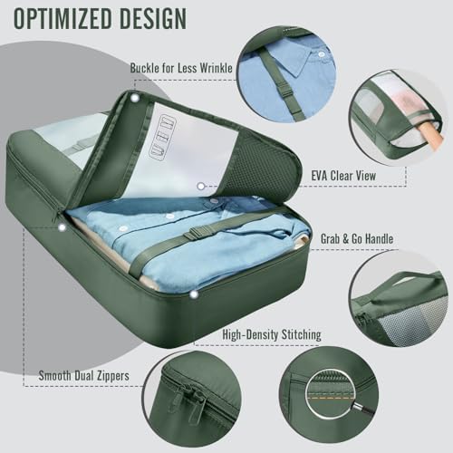 Veken 8 Set Packing Cubes for Travel Essentials, Anti-Wrinkle Buckled Suitcase - Image 4