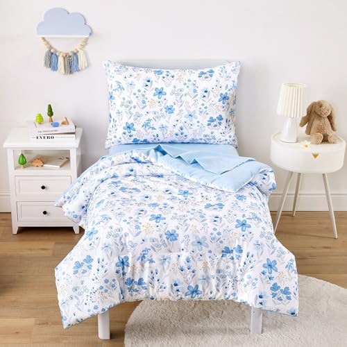 Wake In Cloud - Floral Toddler Bedding Set by WakeInCloud