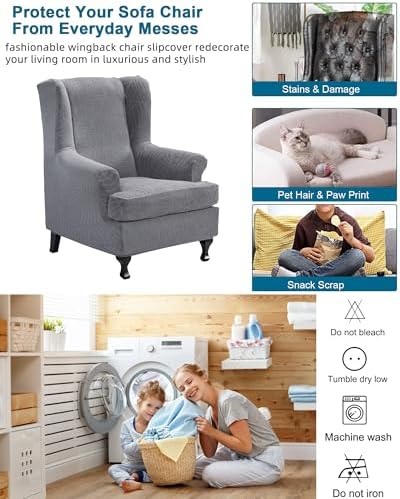 CRFATOP Wingback Chair Covers Wing Armchair Slipcovers - Image 5