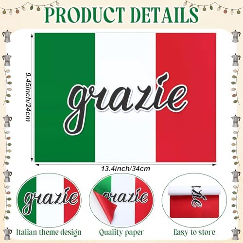 Eaasty 100 Pcs Italian Placemats Grazie Disposable Place Mat Red White and - Image 2