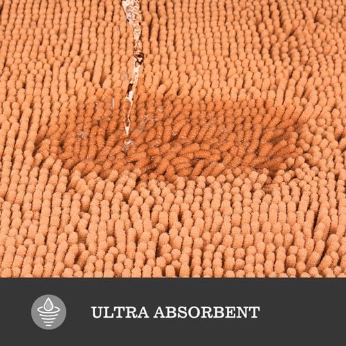Yeaban Chenille Peach Bathroom Rug 40"x60", Non-Slip Rubber Backing - Image 5