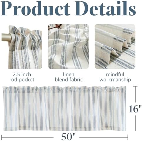 jinchan Linen Striped Kitchen Valances - Image 5