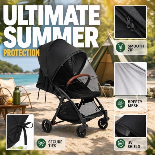 DUOMI 2-in-1 Stroller Cover UPF 50+ Sun Shade & Mosquito Net 3D Canopy - Image 5