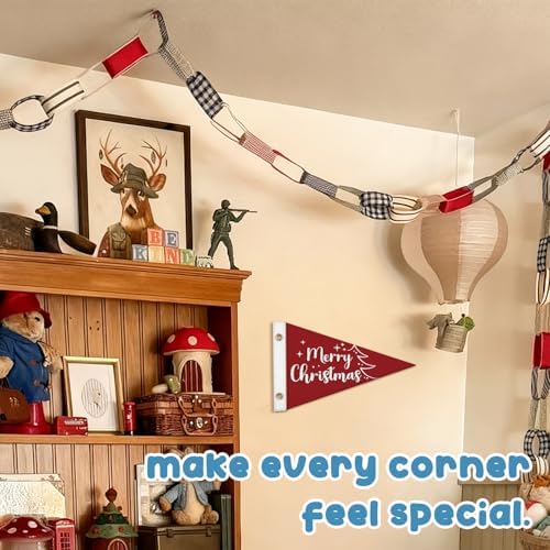 Red and White Christmas Decorations, Christmas Kids Room Decoration Felt Banner - Image 5