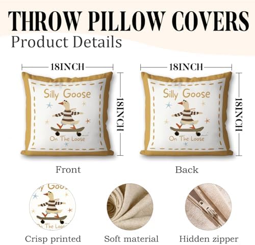 Funny Silly Goose Throw Pillow Covers Playroom Nursery Decor - Image 2