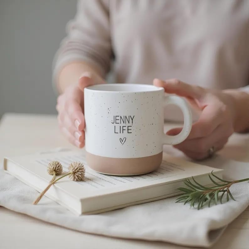 Personalized Ceramic Dad Coffee Mug, Customized Mugs with Name & Logo for Family, Men Women, Engraved 12 Oz Tea Cup for Travel, Microwave Dishwasher, Unique Design Bithday Gifts for Teacher