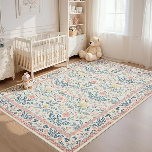 Joydeco Boho Floral Light Pink 6x9 Area Rugs - Image 3