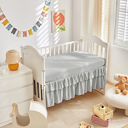 Mini Crib Bedding Set 3 Pieces Baby Boho Quilted Tufted Ruffles Comforter - Image 5